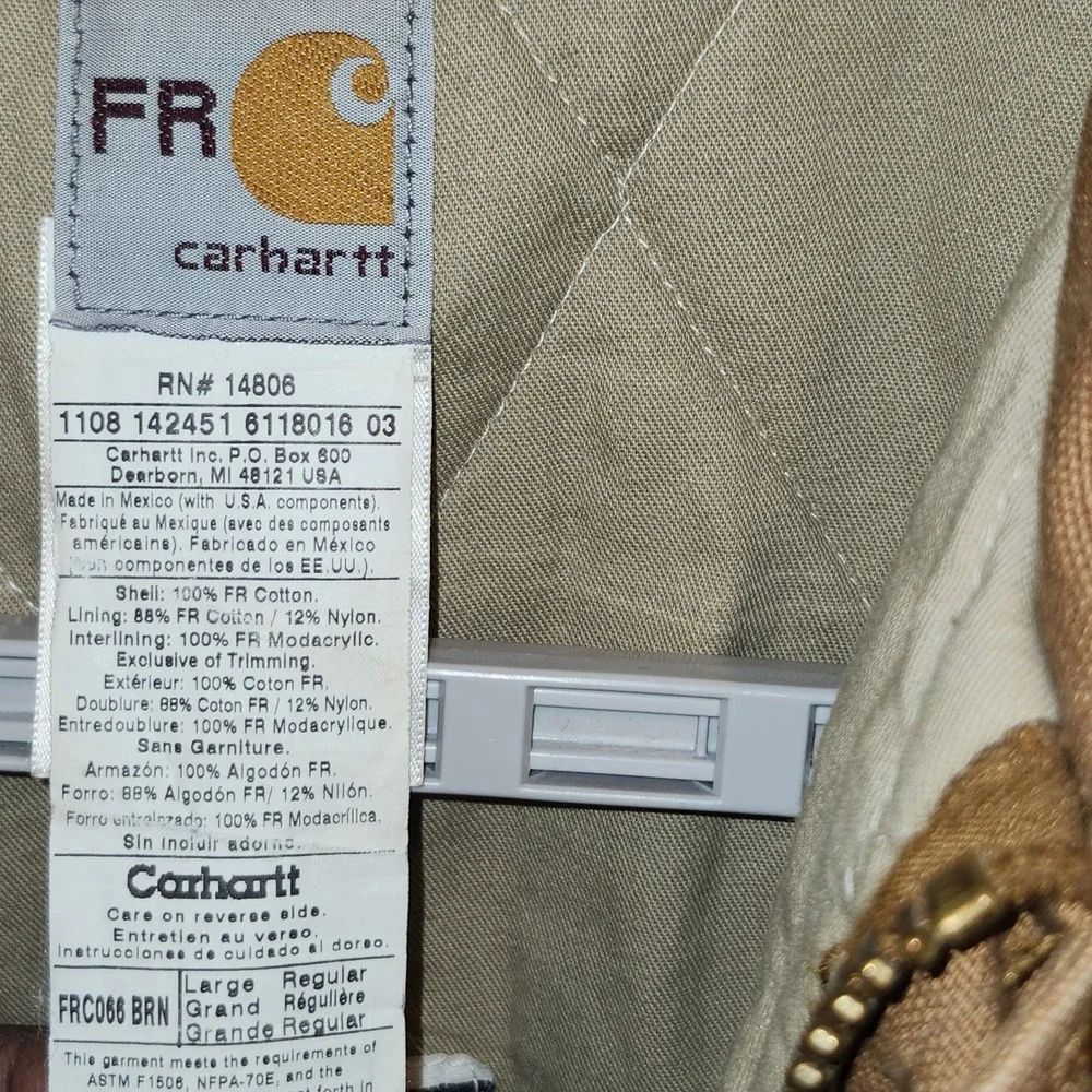 Carhartt FR Flame Resistant Duck Traditional Coat Brown FRC066 BRN Mens Large